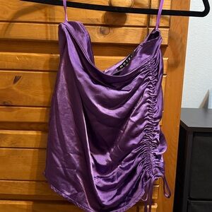 Purple Ruched Satin skirt